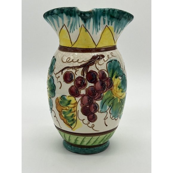 Beautiful Hand Made/Hand Painted Pitcher Made in Italy 6.75" Tall - Picture 2 of 5